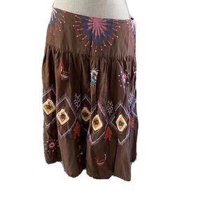 Women’s American Rag Cie Tiered Embroidered Boho Skirt Size 7